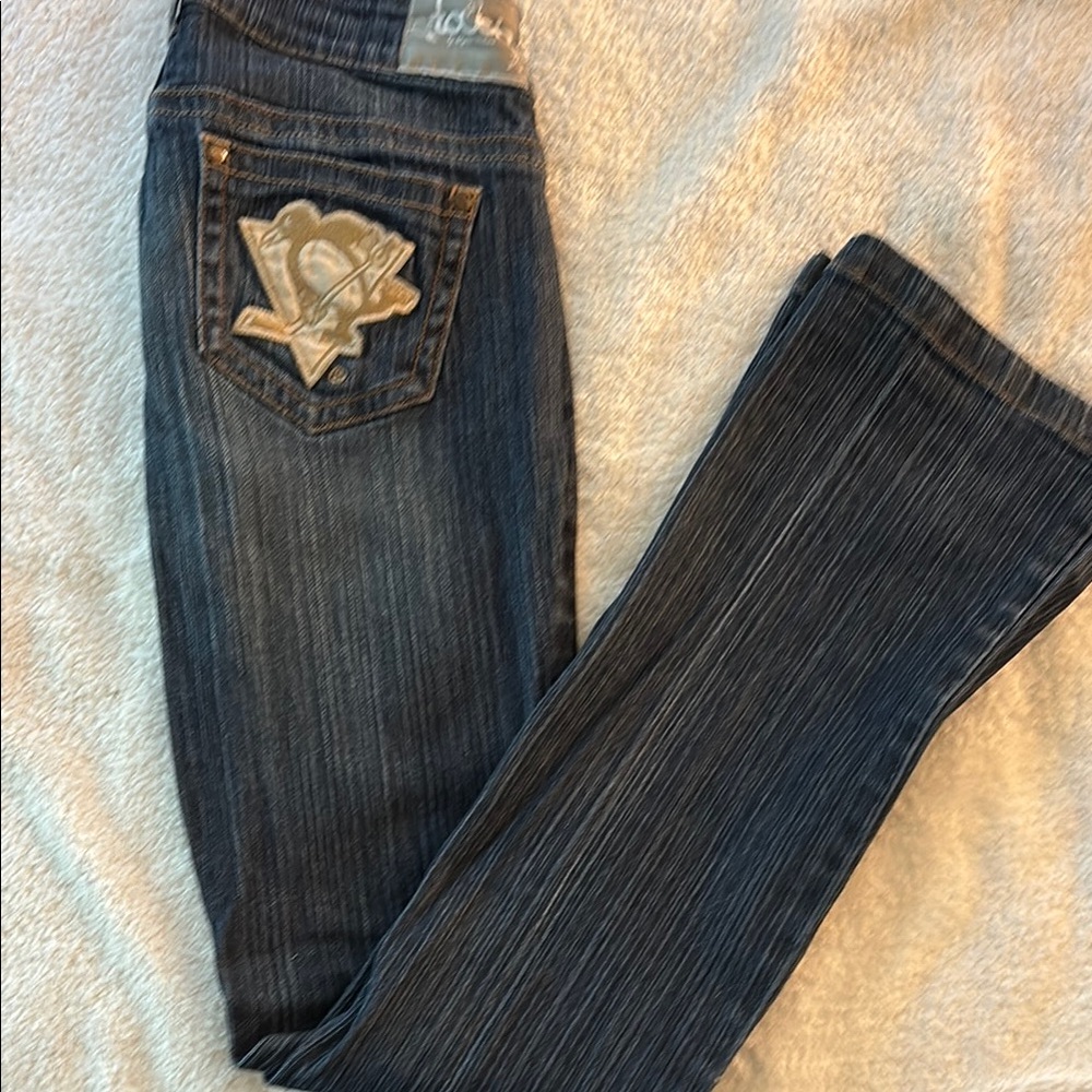 Touch by Alyssa Milano Blue Boot Cut Jeans with Decorative Back